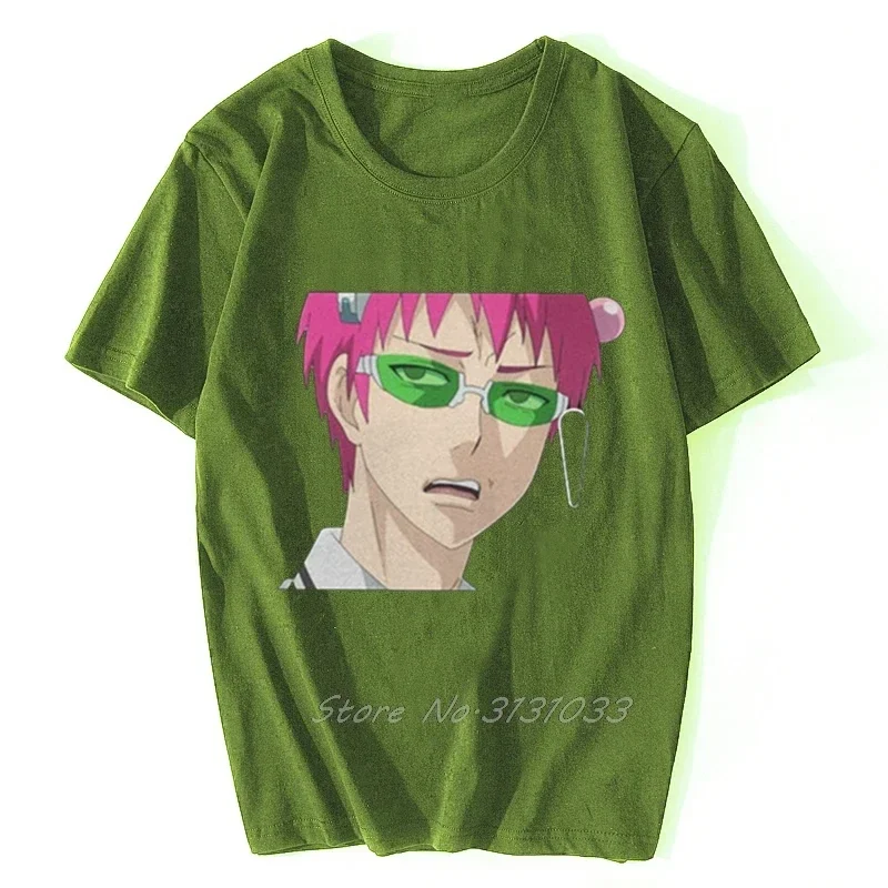 Saiki's Confused Face The Disastrous Life Of Saiki K T-Shirt Men Cotton T Shirt Anime Tops Kusuo Manga Kaidou Short Sleeve Tees