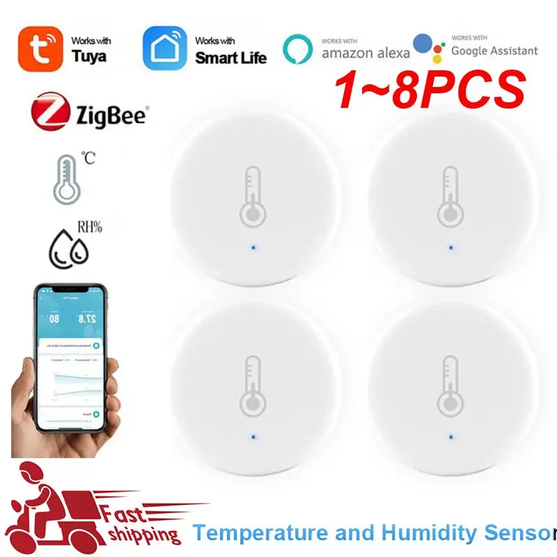 

1~8PCS Smart Temperature And Humidity Sensor Battery Powered Security Mini Thermometer Hygrometer With Tuya Smart Life