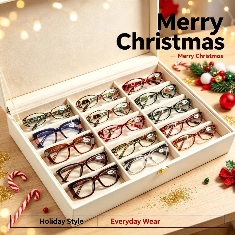 13 packs of men's and women's reading glasses, lightweight spring hinge readers, multi-style fashionable reading glasses for daily use in the home office, recommended Christmas and Halloween gifts