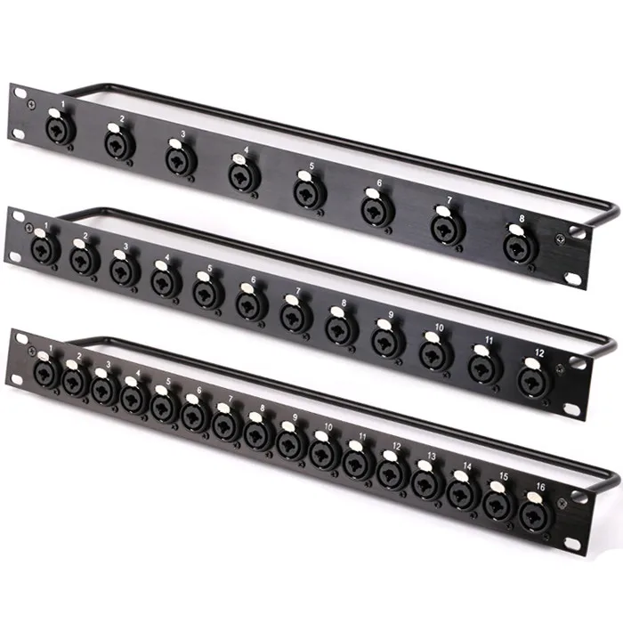 8 12 16 vias 8 portas rack remendo painel 1u gabinete alto-falante conector canon caso de vôo montagem para alto-falante speakon conector metal
