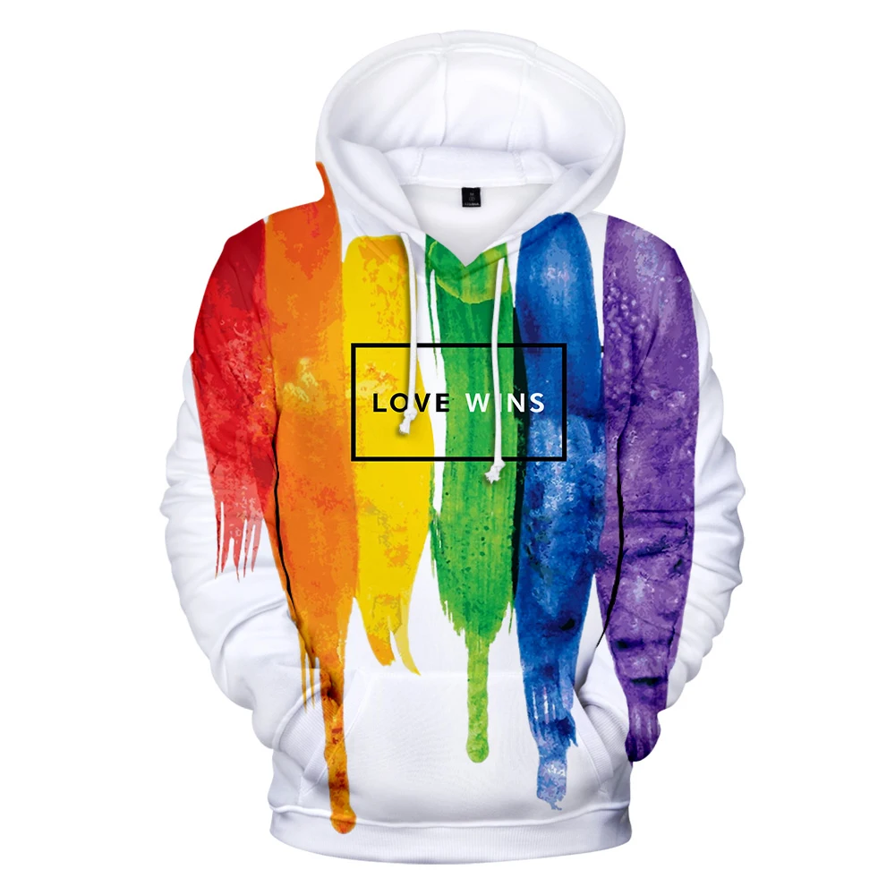 Personality 3D LGBT Flag Men Hoodie Pullovers Sweatshirt Lesbian Gay Pride Colorful Rainbow Clothes Gay Home Decor Hip Hop Hoode