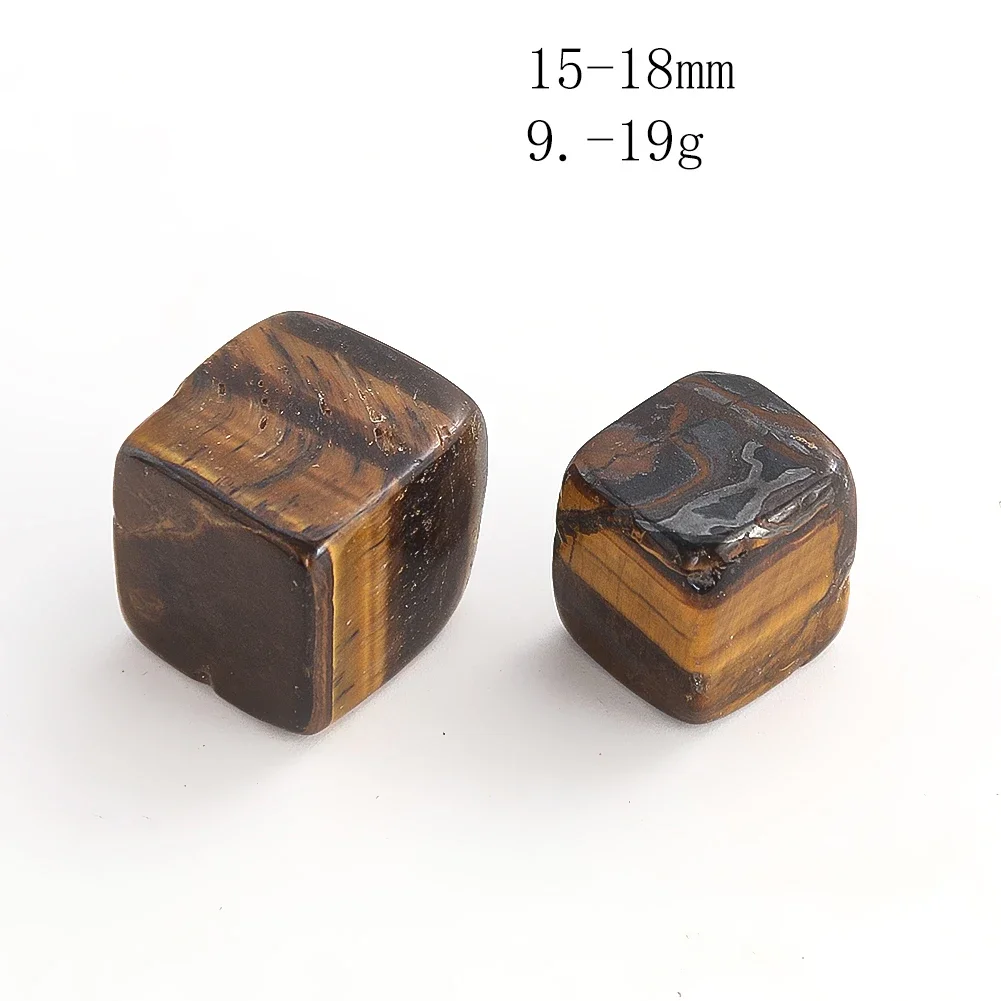 15mm-18mm Natural Tiger Eye Square Stone Crystal Large Grain Flower Pot Fish Tank Bedroom Office Homestone Decoration Crafts