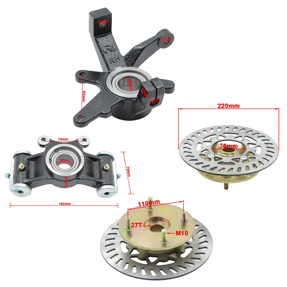 ATV Front and Rear steering knuckle wheel hub brake disc rotor kit suitable for 300cc -500cc 4WD four-wheel ATV off-road vehicle