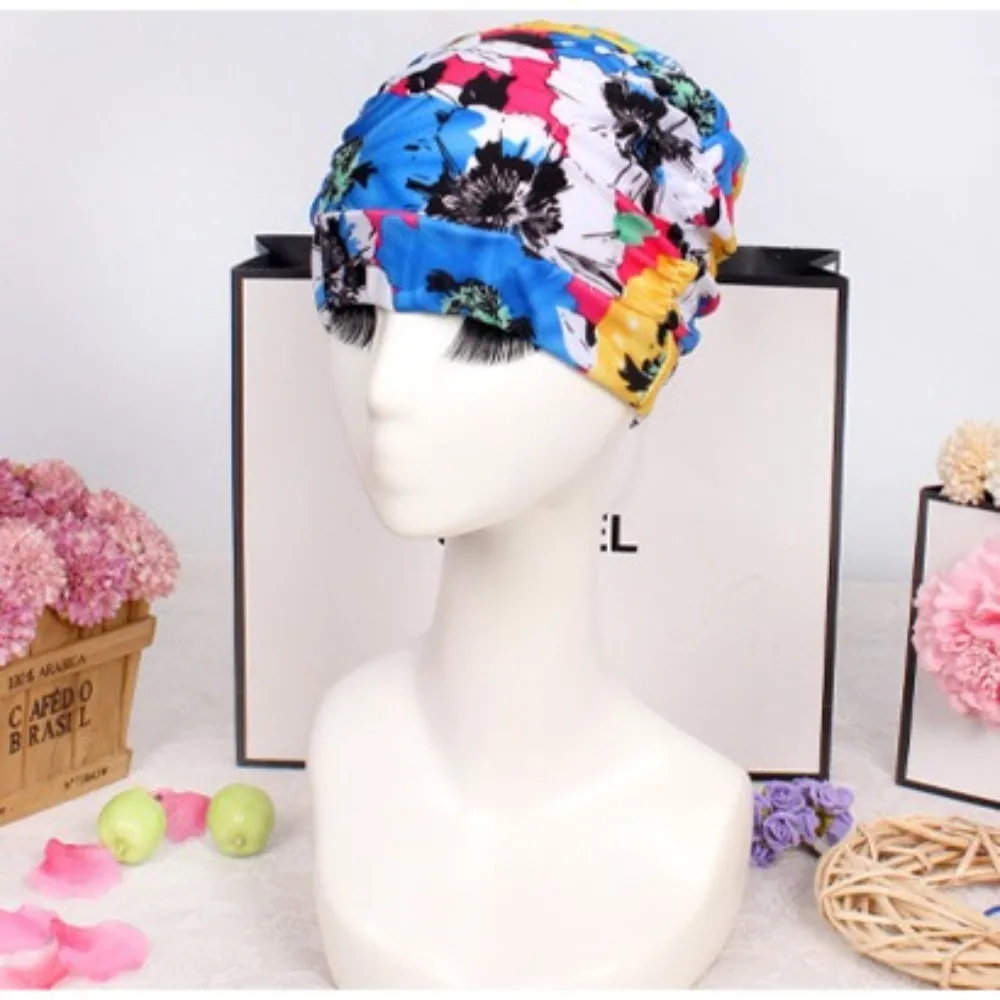 

Большая шапочка для плавания из ткани с принтом, быстросохнущая дышащая шапочка для плавания с горячими источниками, свободный размер, шапочка для купания с длинными волосами, подарок