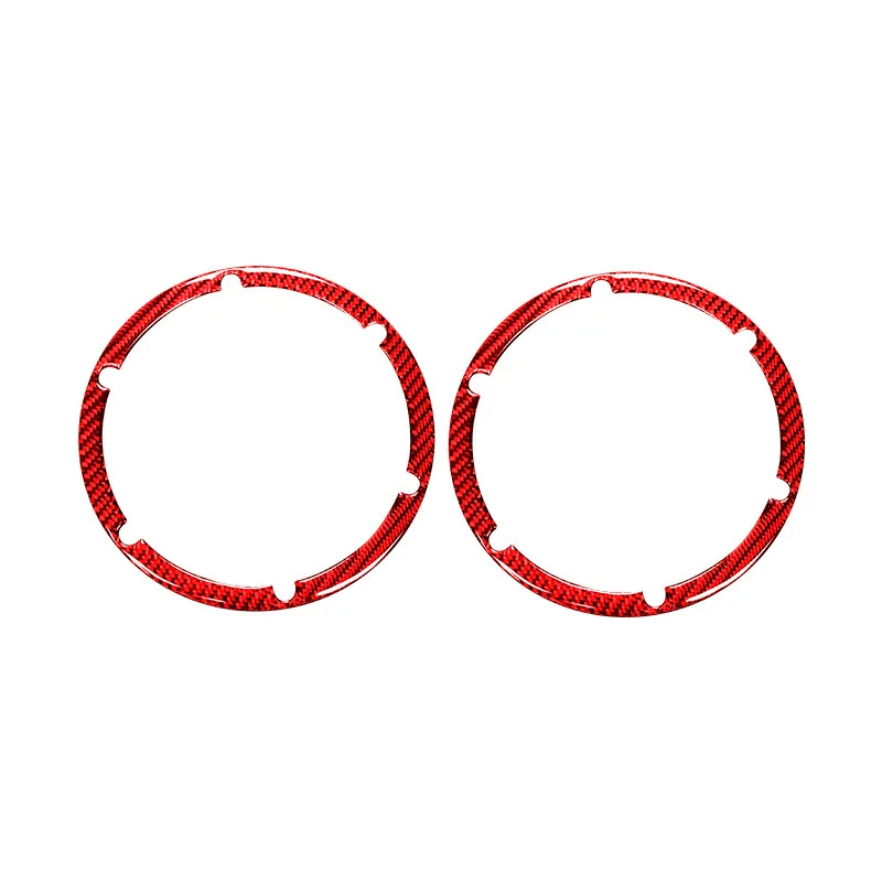 for Nissan 350Z 2006-2009 Carbon Fiber Sticker Rear Speaker Frame Ring Tweeters Bezel Trim Cover Red