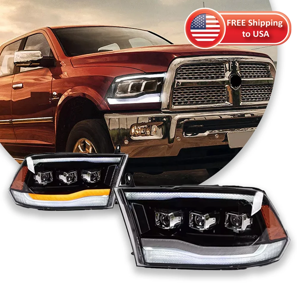 Car Lights For Dodge Ram 1500 Headlight 2009-2019 LED Projetor head Lamp Daytime Running Light Automotive Accessories