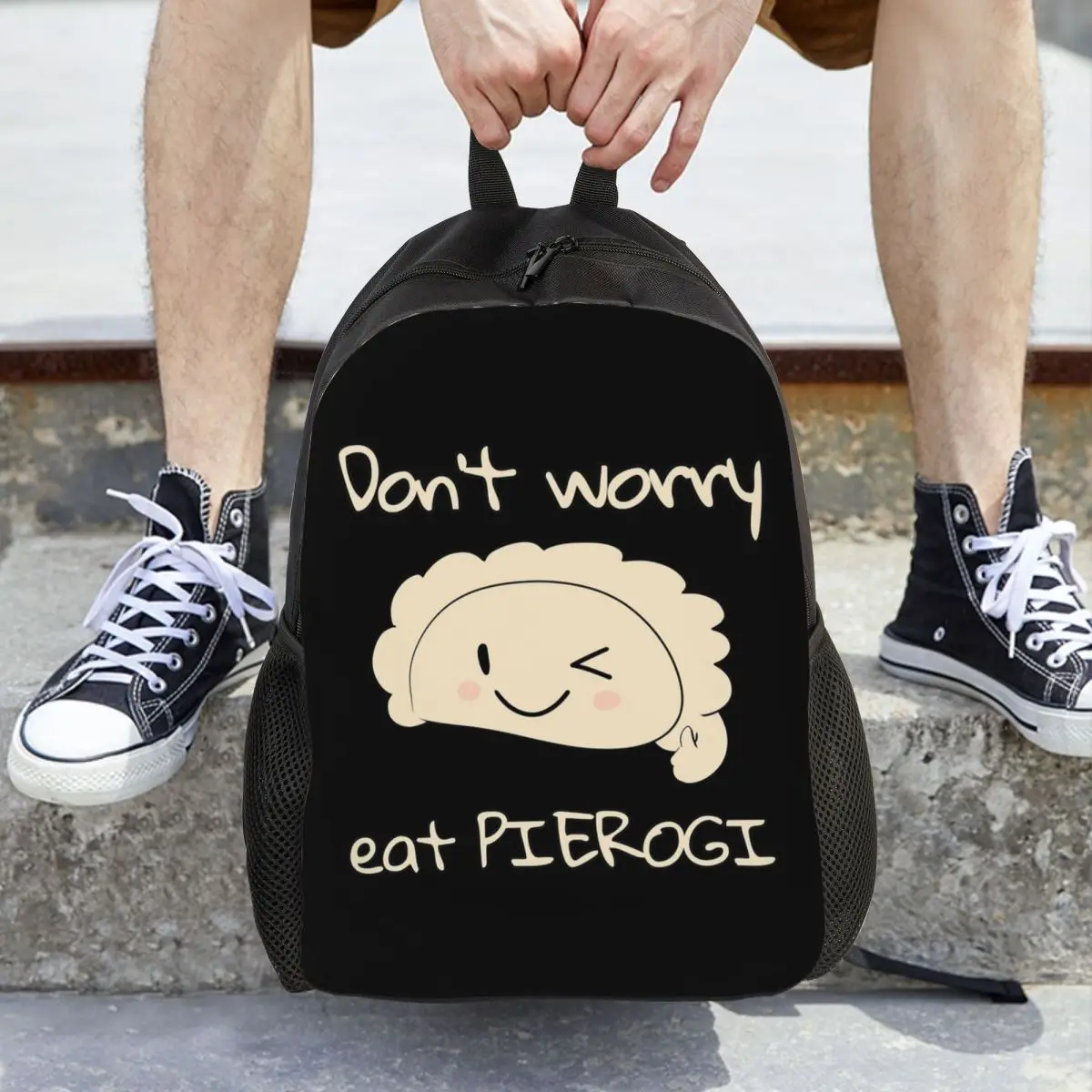 Don't Worry Eat PIEROGI Backpack Daypack Large Capacity Boys Girls BookBag School Bag Shoulder Bags for Men Women
