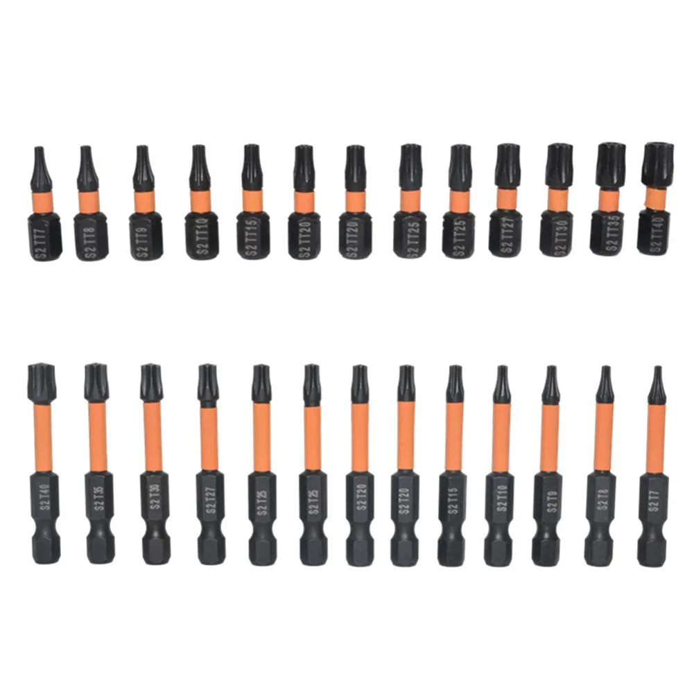 

26pcs Screwdriver Bit Set T7-T40 50mm 25mm Star Plum Solid Hollow Screwdriver 1/4 Hexagonal Handle Screwdrivers & Nutdrivers