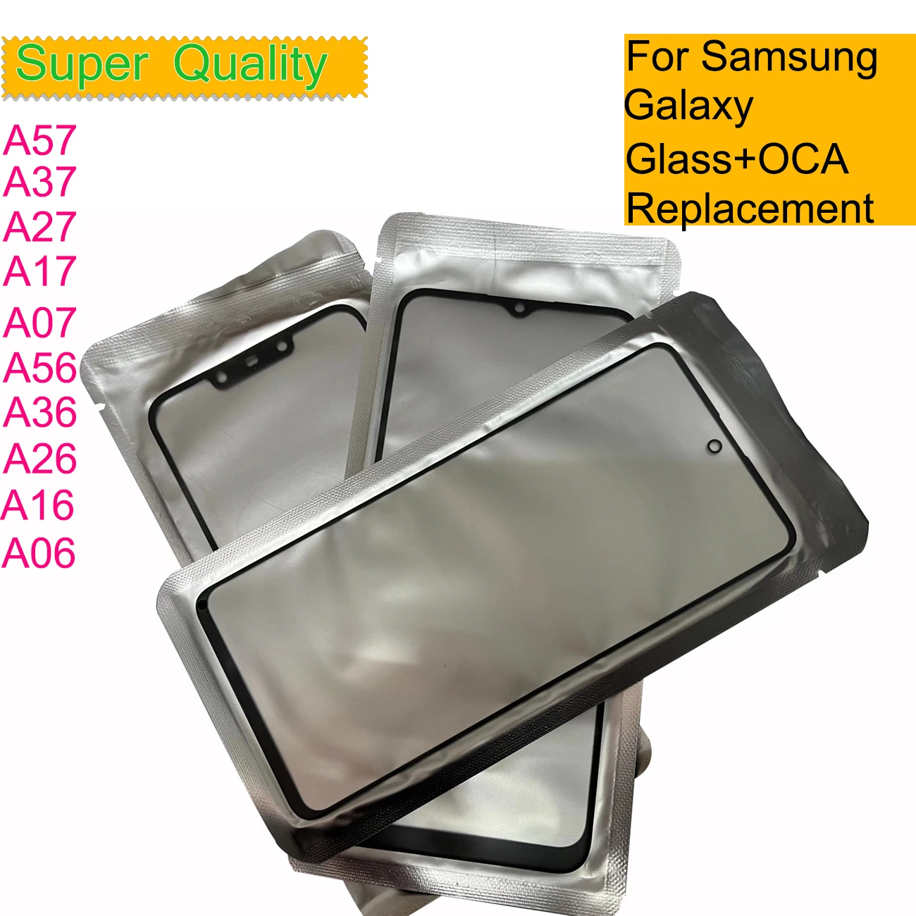 10Pcs For Samsung Galaxy A27 A57 A37 A17 A07 A06 A16 A26 A36 A56 Touch Screen Panel Front Outer Glass With OCA Replacement