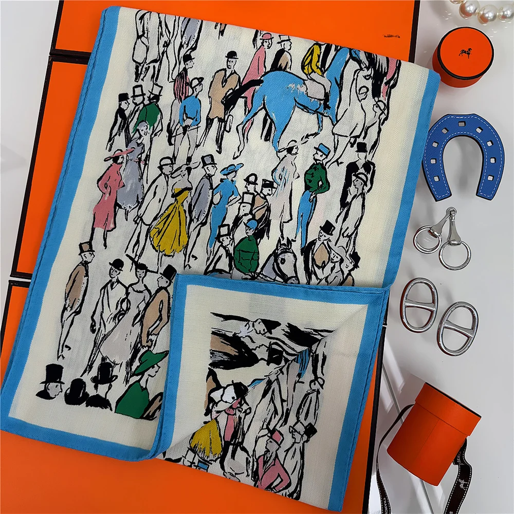 30 % Seide, 70 % Kaschmir-Schal für Damen, handgerollt, bedruckt, lange Schals, Wickel, Bandana, große Tücher, Hijabs, weibliche Foulards, 160 x 32 cm – Detail 10