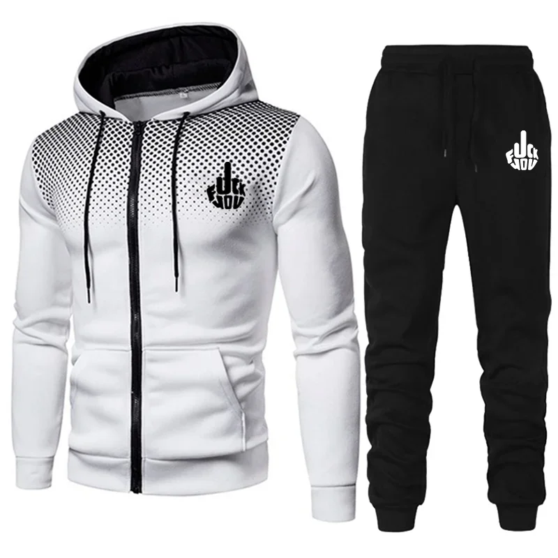 2023 New Jogging Sports Sets Tracksuit Men's Zipper Hooded Sweatshirt+Jogging Sweatpants Two Pieces Suits Casual Fitness