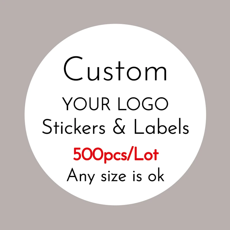 

500PCS Custom Design Stickers Transparent Waterproof Stickers Custom Logo Labels Wedding Birthday Baptism Business Stickers