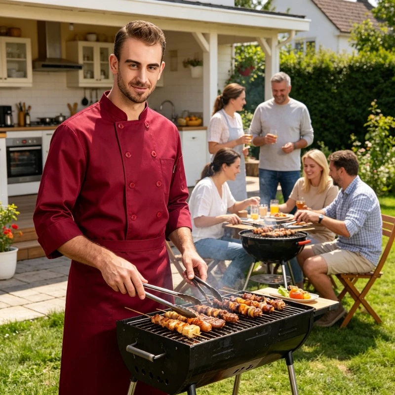 solid-color-chef-workwear-long-sleeved-french-western-restaurant-hotel-catering-kitchen-wear-resistant-special-workwear