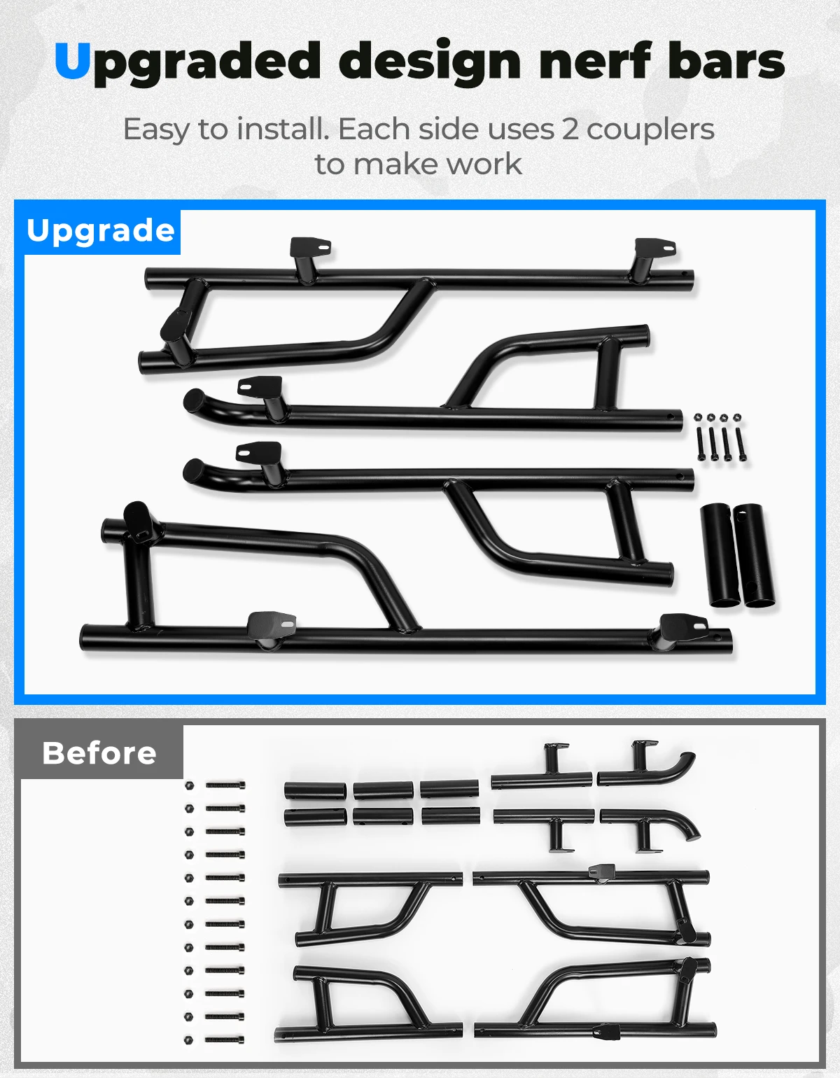 KEMIMOTO UTV Steel Rock Sliders Nerf Bar compatível com Polaris General 4 1000 /XP 4 1000 2017-2025 # 2881992 Amortecedor lateral da tubulação