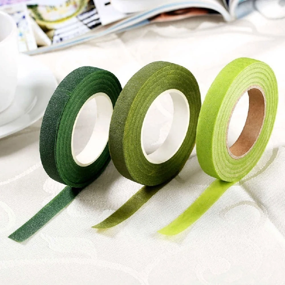 人工花の雄しべを包むための自己粘着性の緑色の花柄テープ、花束 - Floral Tape Green のレビューと価格