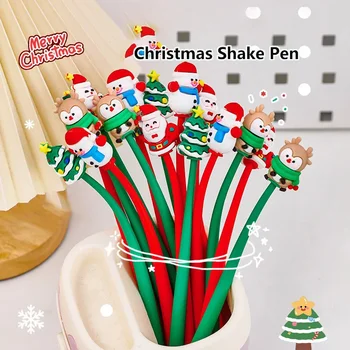 ソフトシリコンシェル漫画ジェルペン、黒インク、楽しい文房具、クリスマスギフト、シェイク可能、0.5mm、10個、20個