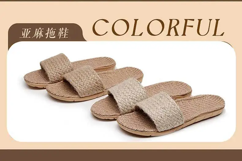 Neue Leinen-Hausschuhe für Damen, Rutschfeste Indoor-Sommer-Bodenschuhe für Paare, Herrenschuhe – Detail 8