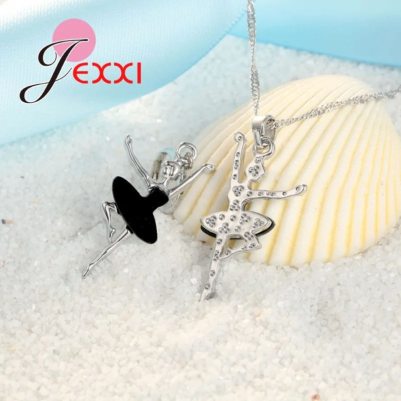 

Trendy Dancer Lady Style CZ Crystal Jewelry Set For Women Female 925 Sterling Silver Necklace Earrings For Dress Ball
