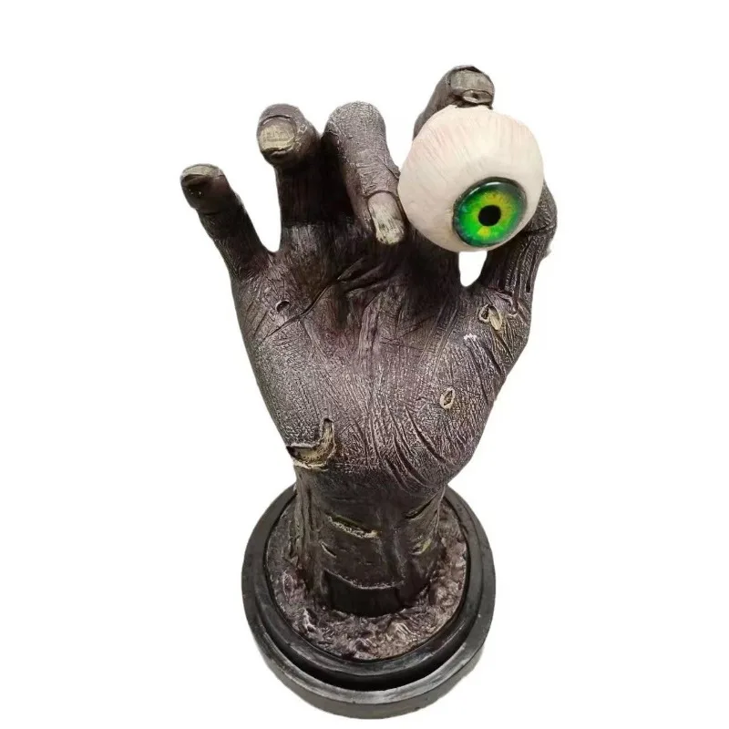 Spooky Gothic Resin Hand & Eyeball Statue Halloween Creepy Tabletop Ornament Horror Style Figurine For Home Bar Party Decoration