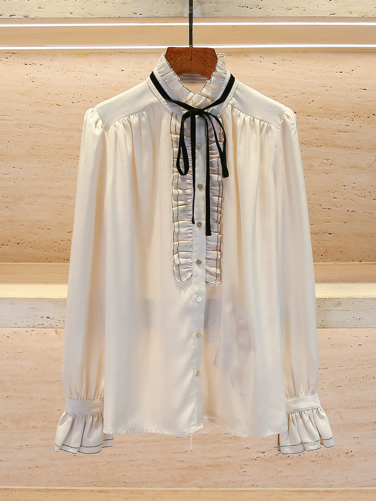 

Осенне-зимний женский топ премиум-класса с галстуком-бабочкой и кружевной отделкой, простой топ свободного покроя для поездок на работу, длинный све