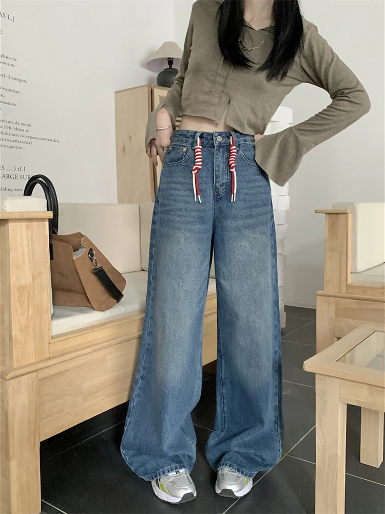 

Spring Y2k Fashion Women Harajuku Jeans Wide Leg Punk Loose Casual Denim Cargo Pants Baggy Streetwear Long Trousers Tide