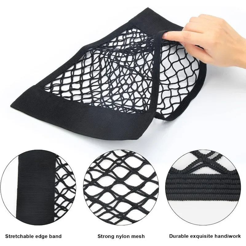 Universal Car Pouch Car Back Rear Mesh Trunk Seat Elastic String Net Magic Sticker Storage Bag Pocket Cage Auto Organizer Seat