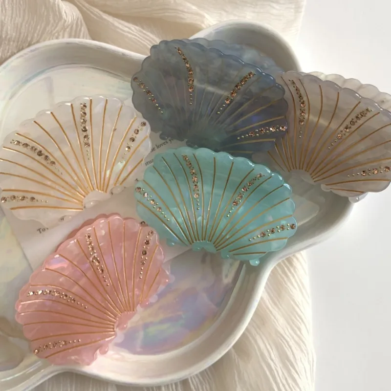 New point drill shell conch acetic acid grab clip marine hairpin creative back head shark clip hair grab