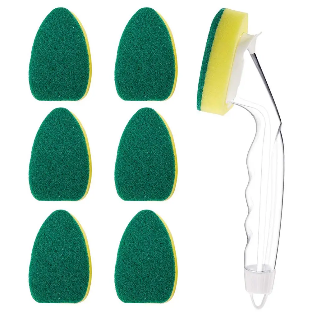 

1 Dish Wand and 7 Refill Replacement Heads Kitchen Dish Sponge with Handle Dish Wand Sponge for Kitchen Sink Cleaning