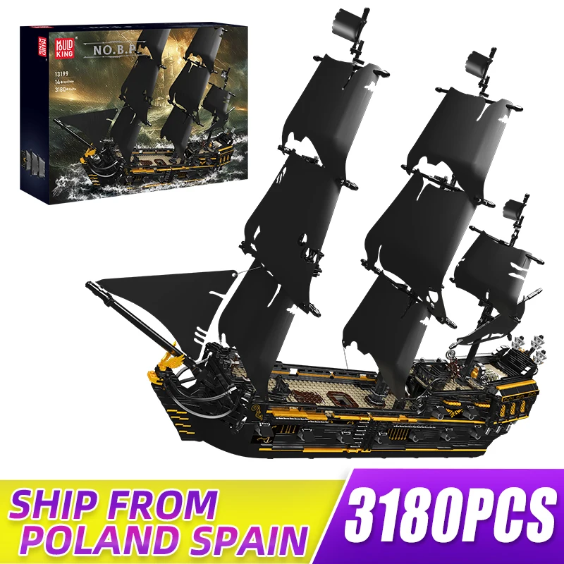 

Mould King Pirate Ship Building Toy The MOC Black Pearl Sailing Ship Building Blocks Set Birthday Christmas Gift for Children