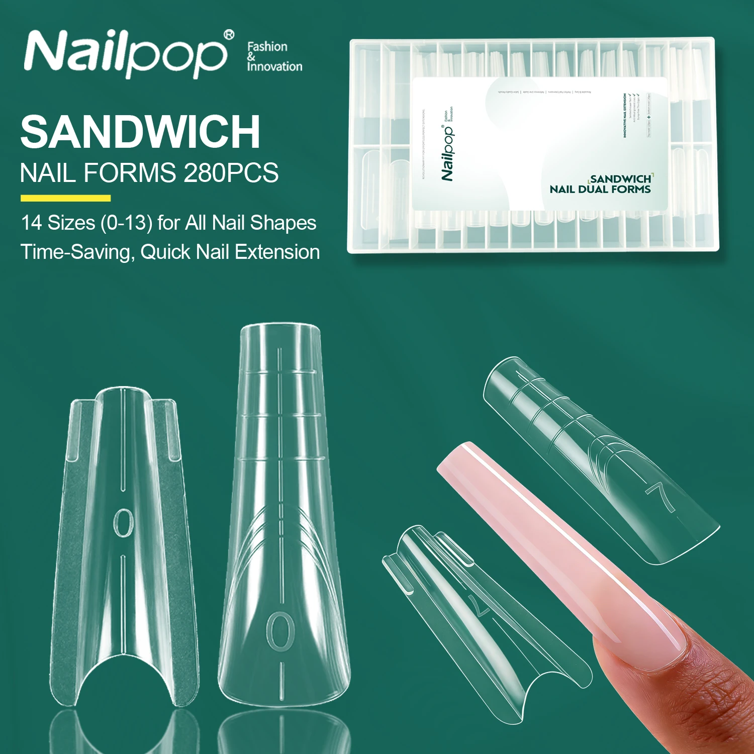 

Формы для наращивания ногтей Nailpop Ballerina Coffin Dual 3 в 1, прозрачные, для гель-наращивания, 140/280 шт.