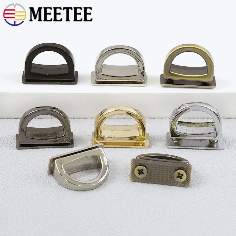 5/10/20Pcs Meetee 14mm Metal D Ring Buckle for Bag Side Clip Connector Hook Strap Handbag Chain Screw Clasp Decoration Accessory