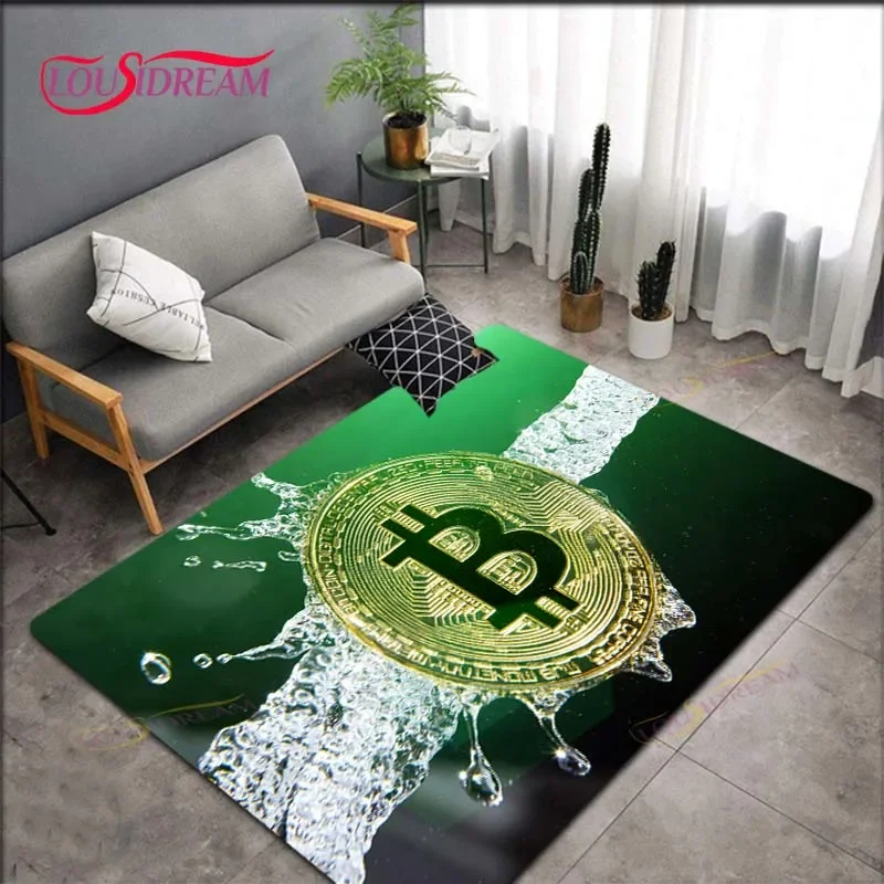 3D Bitcoin  Printed  Carpets Living Room Anti-Skid Area Rug Kids Bedroom Mats Yoga Mat Large Carpet Decor