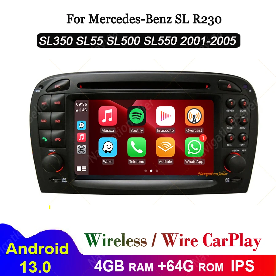 VIGOHI Android 13 Car dvd Player GPS For Mercedes Benz SL-Class SL350 R230 SL55 SL500 SL550 2001-2005 Radio Stereo Multimedia