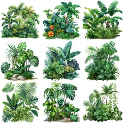 Rainforest Green Plants Monstera Wall Sticker Home Decor Living Room Nordic Tropical Palm Leaves Window Wall Decals Muursticker