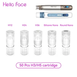 Olá rosto h3 cartucho de agulha 50 peças 12 pinos agulha nano-hr chip de silicone nano ponta trabalho para caneta hydra h3 h5 dispositivo de microagulhamento