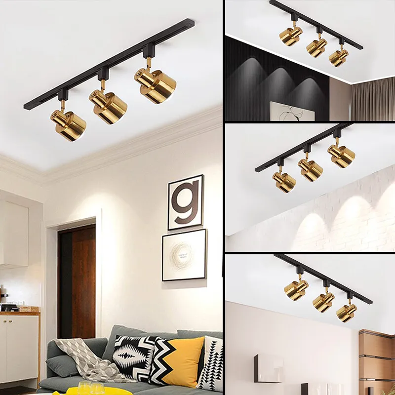 LED Gold Track light GU10 Ceiling Spotlight Industrial Track Lamp Bar Exhibition Clothing Store Light