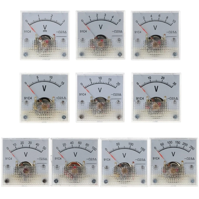 Dial Type for DC Voltage Meter Voltmeter Analog Panel Rectangular Plastic Volt Tester 3/5/10/15/20/30/50/100/150/250V