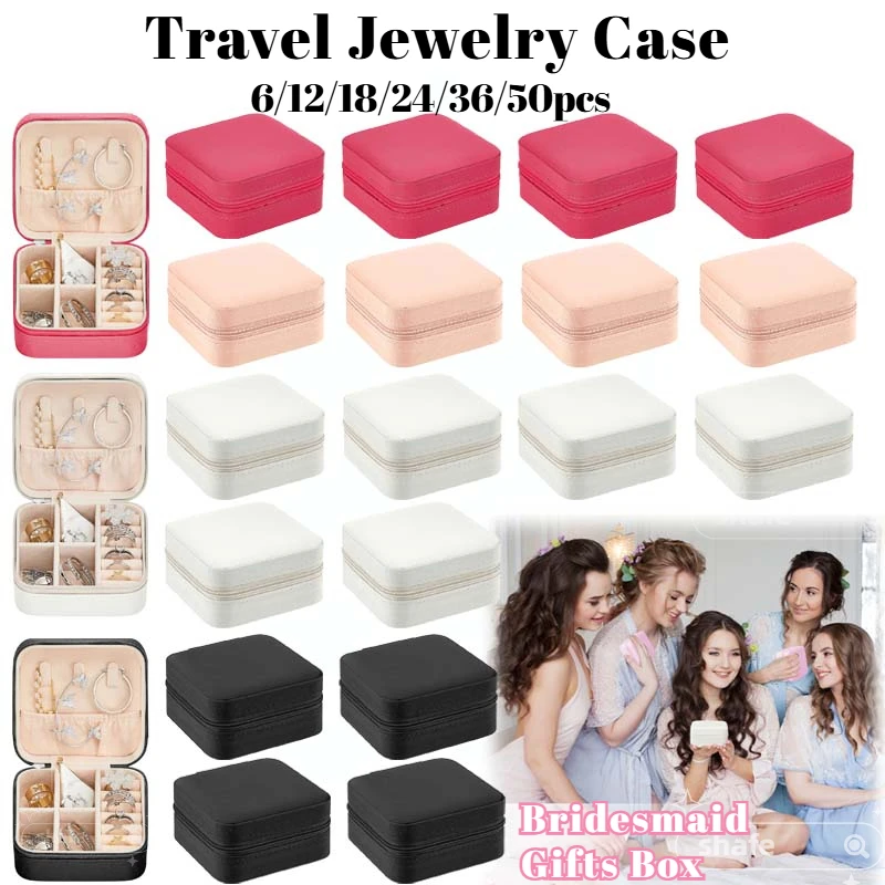 

6-50pcs Travel Jewelry Case Bridesmaid Gifts Portable Jewellry Organizer Box for Wedding Guests Birthday Party Favor Storage Box