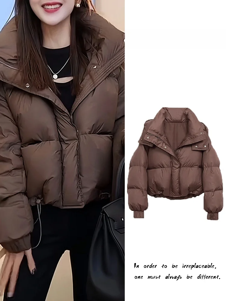 

Модная короткая хлопковая куртка с капюшоном для женщин, маленький размер, осень-зима 2026, новая модель, корейский стиль, однотонная, на молнии