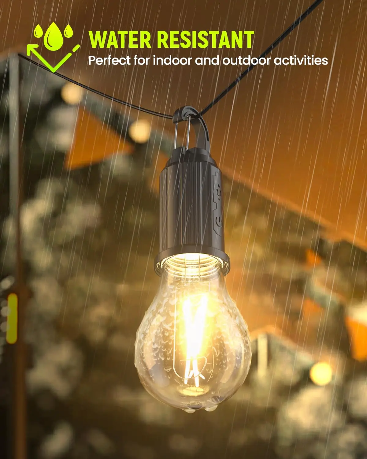 قابلة للشحن LED التخييم ضوء Type-C 400mAh 100LM خيمة مقاومة للماء فانوس مع هوك 3 وضع للمشي لمسافات طويلة الصيد في حالات الطوارئ في الهواء الطلق