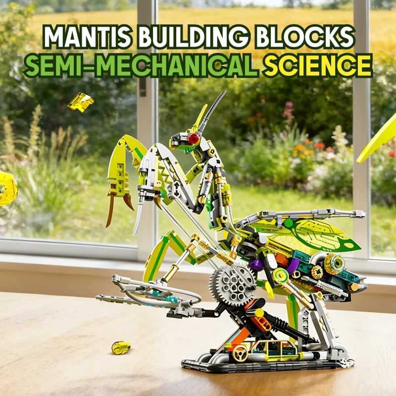 Mechanical Mantis Model Building Blocks Set Creative DIY Assembly Toy Technology Block Mantis Model Bricks Kids Gifts Home Decor