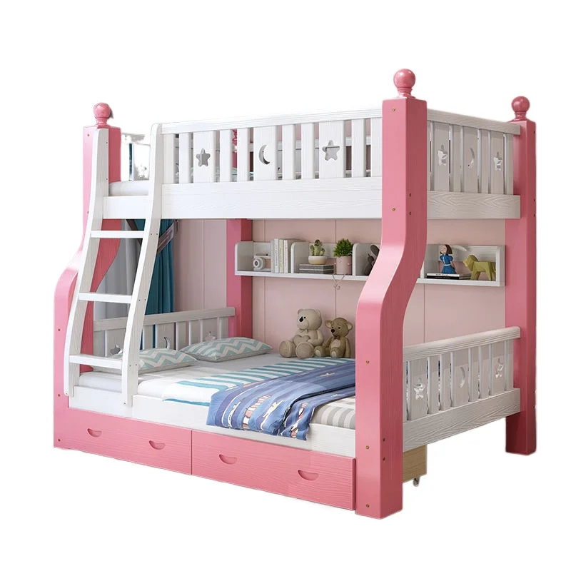 

Solid wood children's bed High and low child and mother Double bed Bunk Ladder Adult