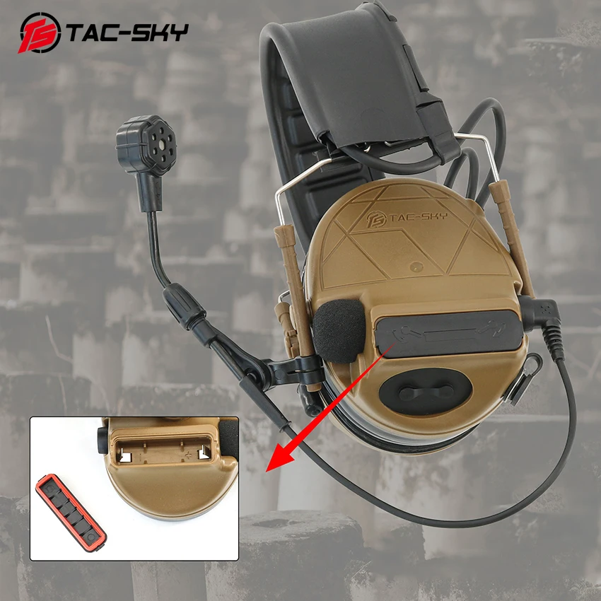 TAC-SKY New DSP Digital Chip Tactical Headset with Detachable 7.0mm Plug Cable C5 XPI PRO Hearing Protection Airsoft Headphones
