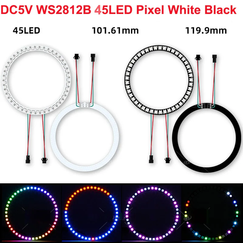 

10 шт. WS2812B светодиодное пиксельное кольцо с индивидуальной адресацией 8/16/24/35/45 светодиодов WS2812 встроенная микросхема цветные круглые светодиодные модули свет DC5V