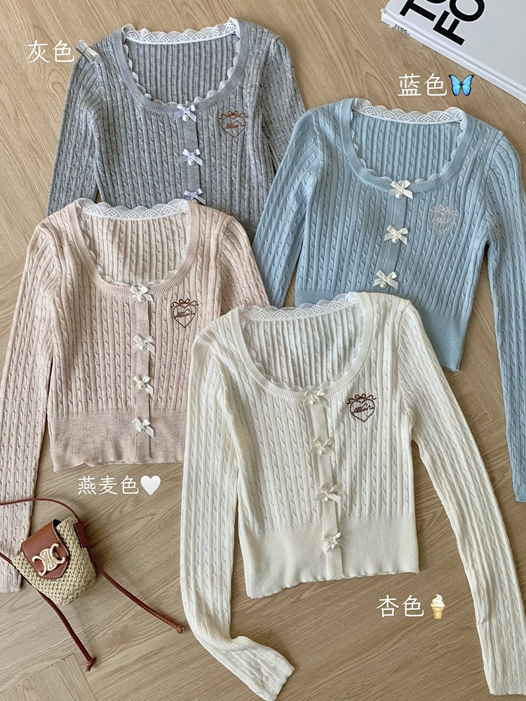 Winter Women Mori Girl Shoujo Girl Cuddly Sweater Long Sleeve Knitwears 2000S Aesthetic Ballet Core Jerseys Korean Sweet Jumper