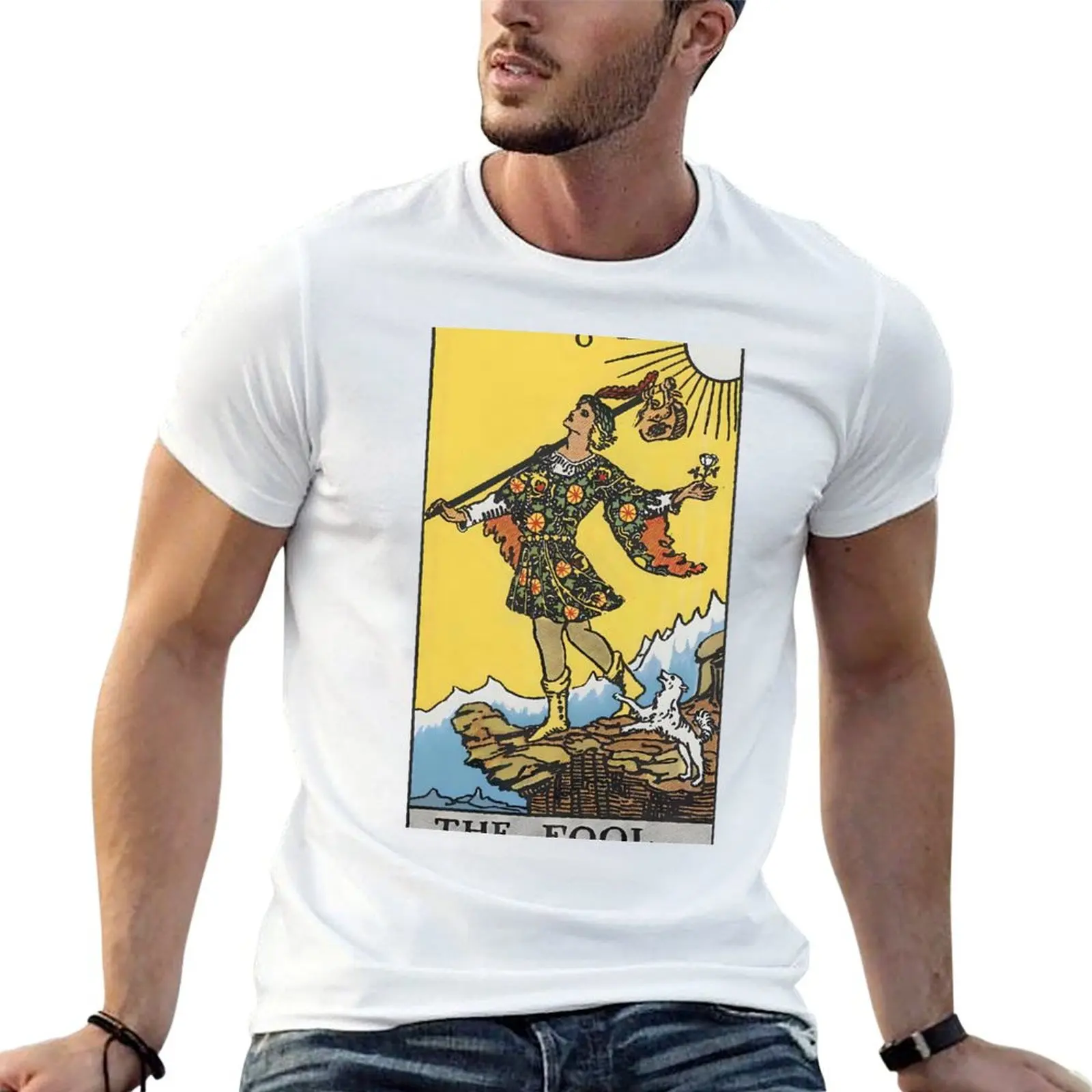 The Fool, RESTORED from original Rider-Waite Tarot Deck T-shirt quick drying heavyweights plain mens graphic t-shirts pack