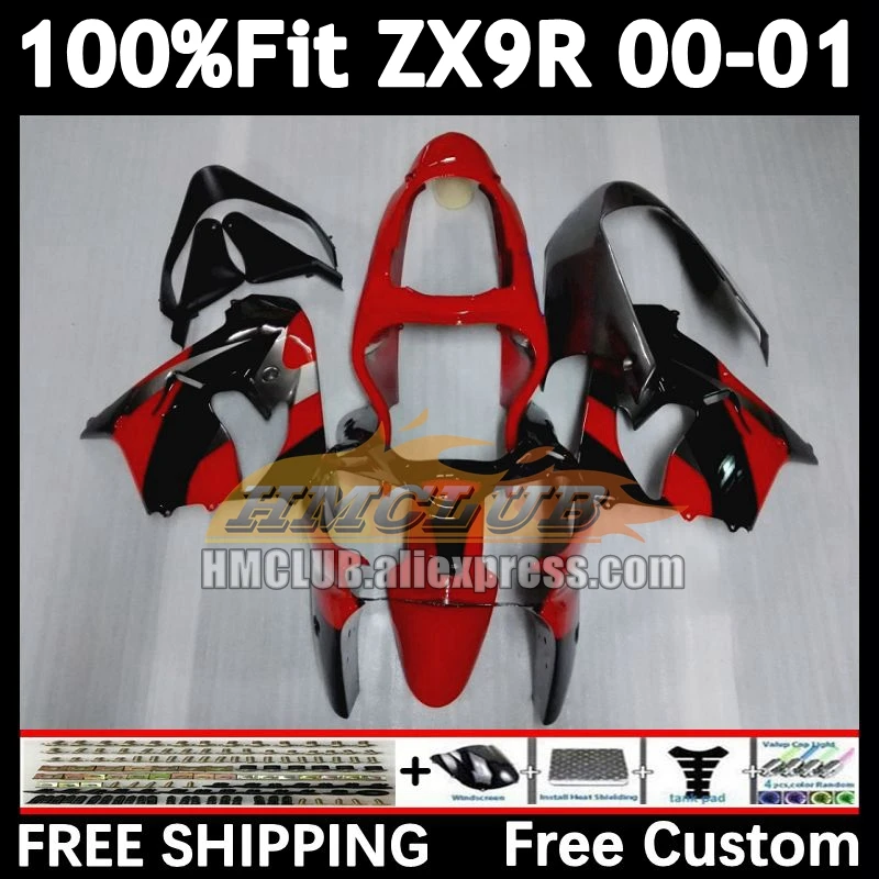 Injection Bodys For KAWASAKI NINJA ZX 9R 9 R 900 2000 2001 165No.11 red black ZX900 900CC ZX-9R ZX9 R ZX9R 00 01 OEM Fairing