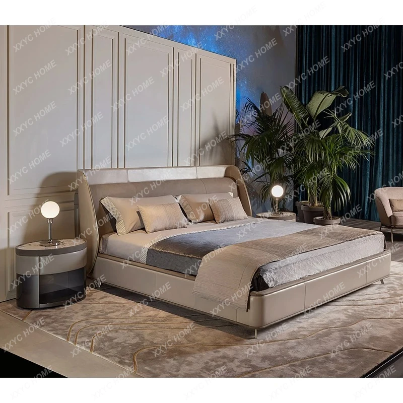 

JJItalian Minimalist Oval Bedside Cabinet Leather Art Light Luxury High-Grade Designer Model Bedside Locker