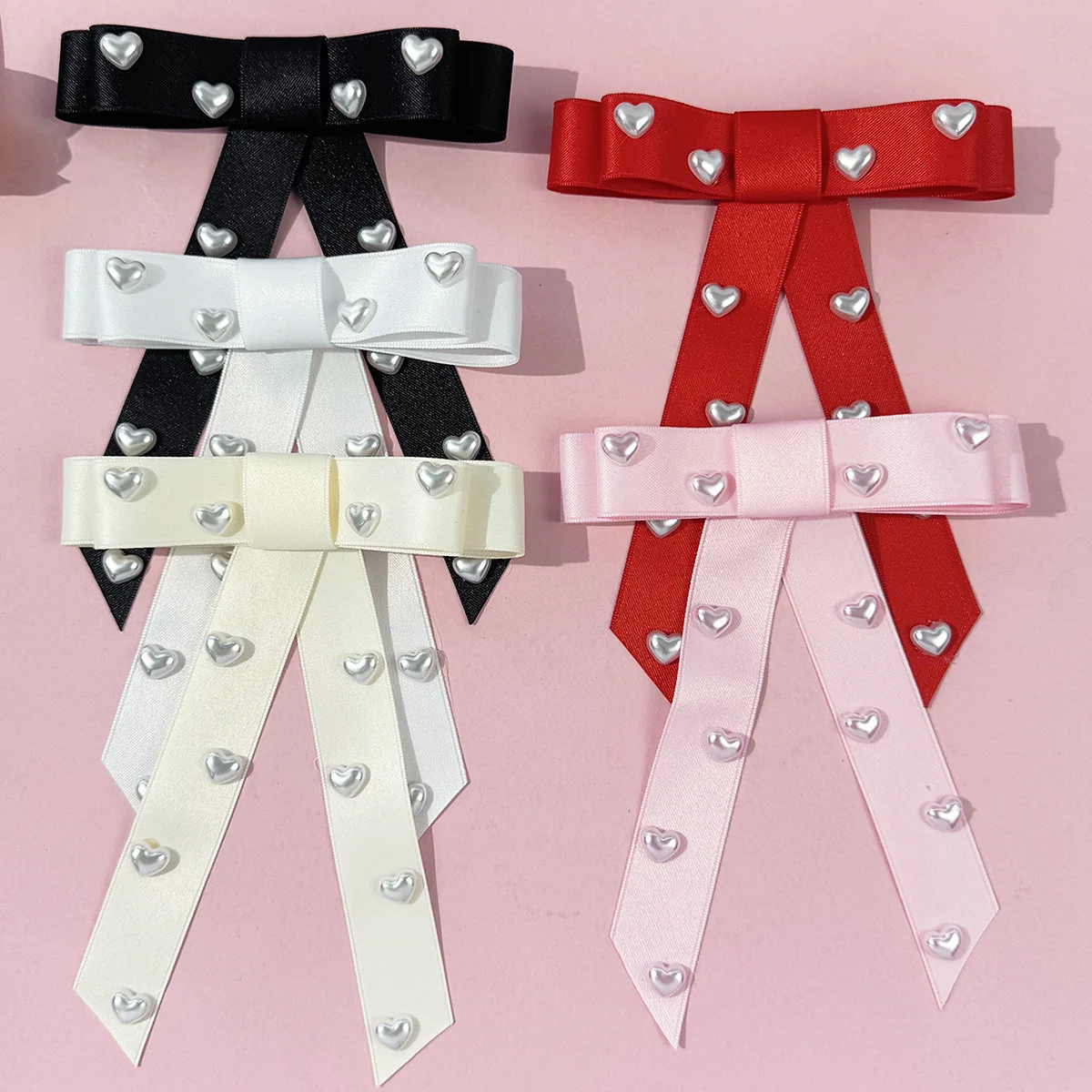 30pcs-korean-style-long-ribbon-bow-hairpins-with-heart-detail-and-long-tassel-women's-hair-clips-hair-accessories-for-girls-bulk