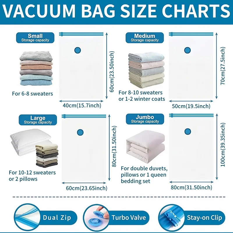 Vacuum Storage Compression Bags for Clothing and Bedding 6
